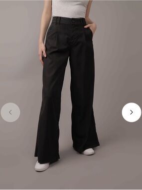 American Eagle Wide Leg Trouser High Waist Stretch Pleated Workwear Size 10